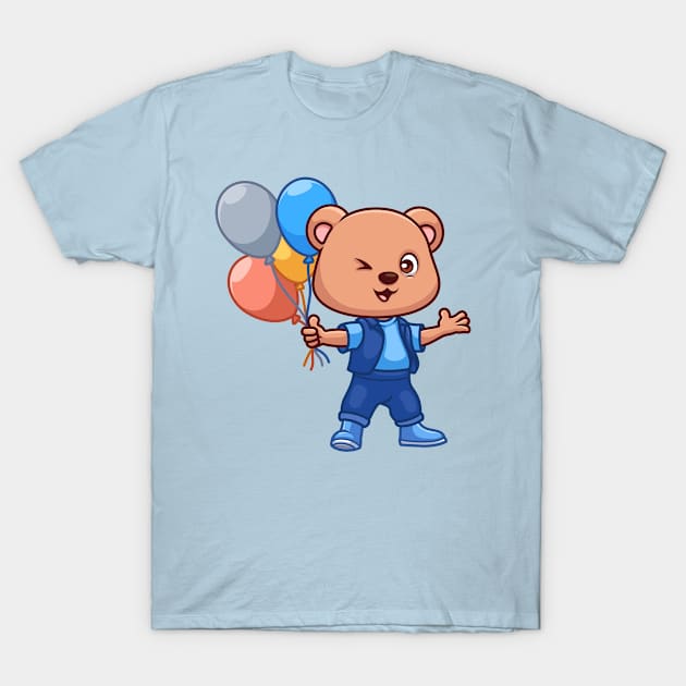 Birthday Bear Cute Cartoon T-Shirt by GumregaStd